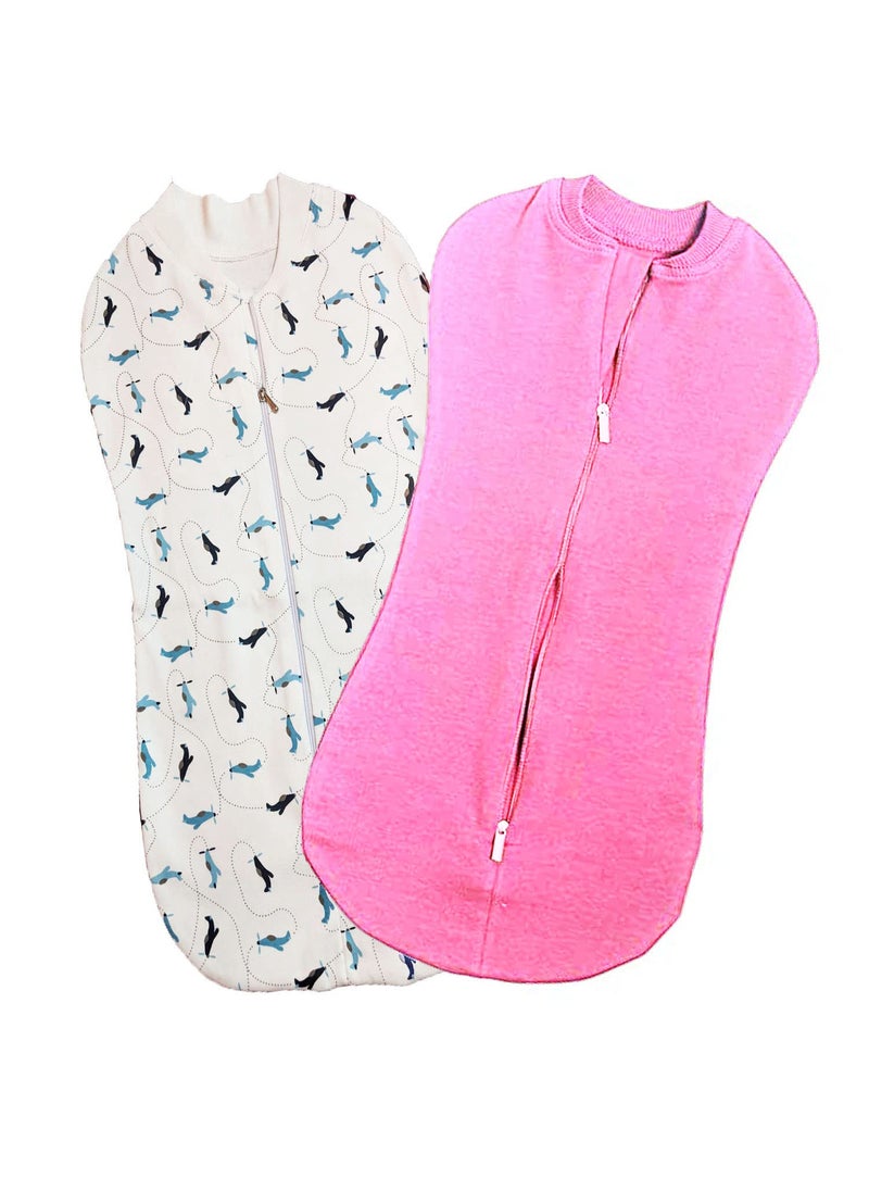 MammaChamp PODSwaddleSleeping BagSack for NewbornBaby 06 Months PinkWhite