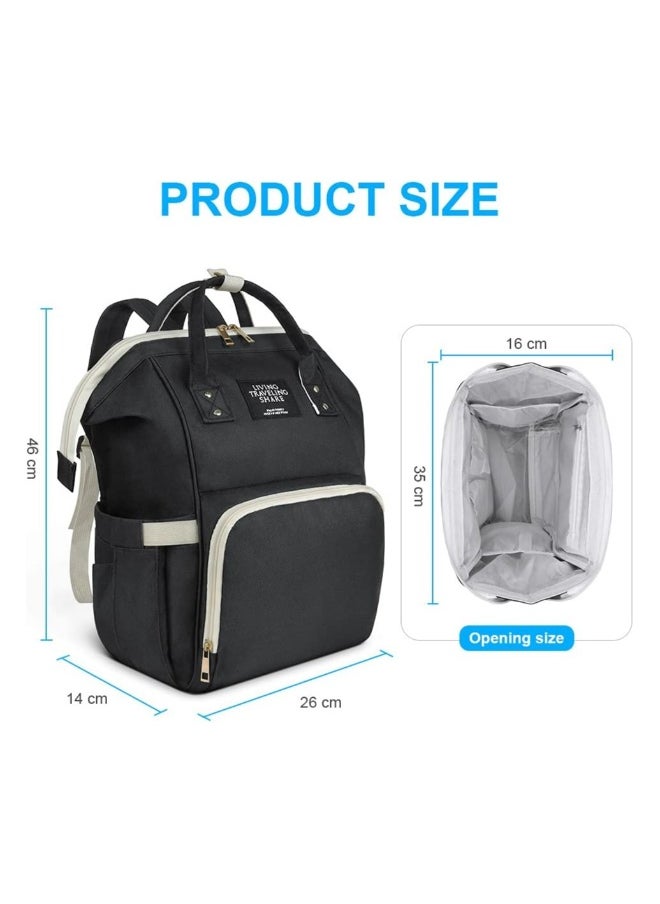 Baby Changing Bags, Insulated the Baby Bottle Bag, Waterproof Large Capacity Baby Travel Rucksack, Multi-Function Nappy Tote Shoulder Bag Organizer Mum Dad Backpack, Black
