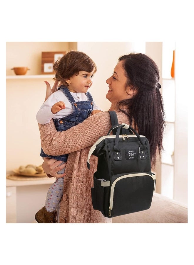 Baby Changing Bags, Insulated the Baby Bottle Bag, Waterproof Large Capacity Baby Travel Rucksack, Multi-Function Nappy Tote Shoulder Bag Organizer Mum Dad Backpack, Black