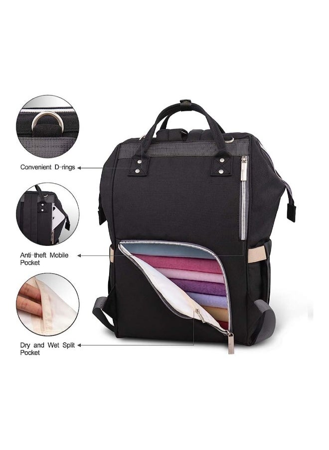 Baby Changing Bags, Insulated the Baby Bottle Bag, Waterproof Large Capacity Baby Travel Rucksack, Multi-Function Nappy Tote Shoulder Bag Organizer Mum Dad Backpack, Black