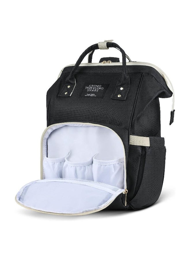 Baby Changing Bags, Insulated the Baby Bottle Bag, Waterproof Large Capacity Baby Travel Rucksack, Multi-Function Nappy Tote Shoulder Bag Organizer Mum Dad Backpack, Black