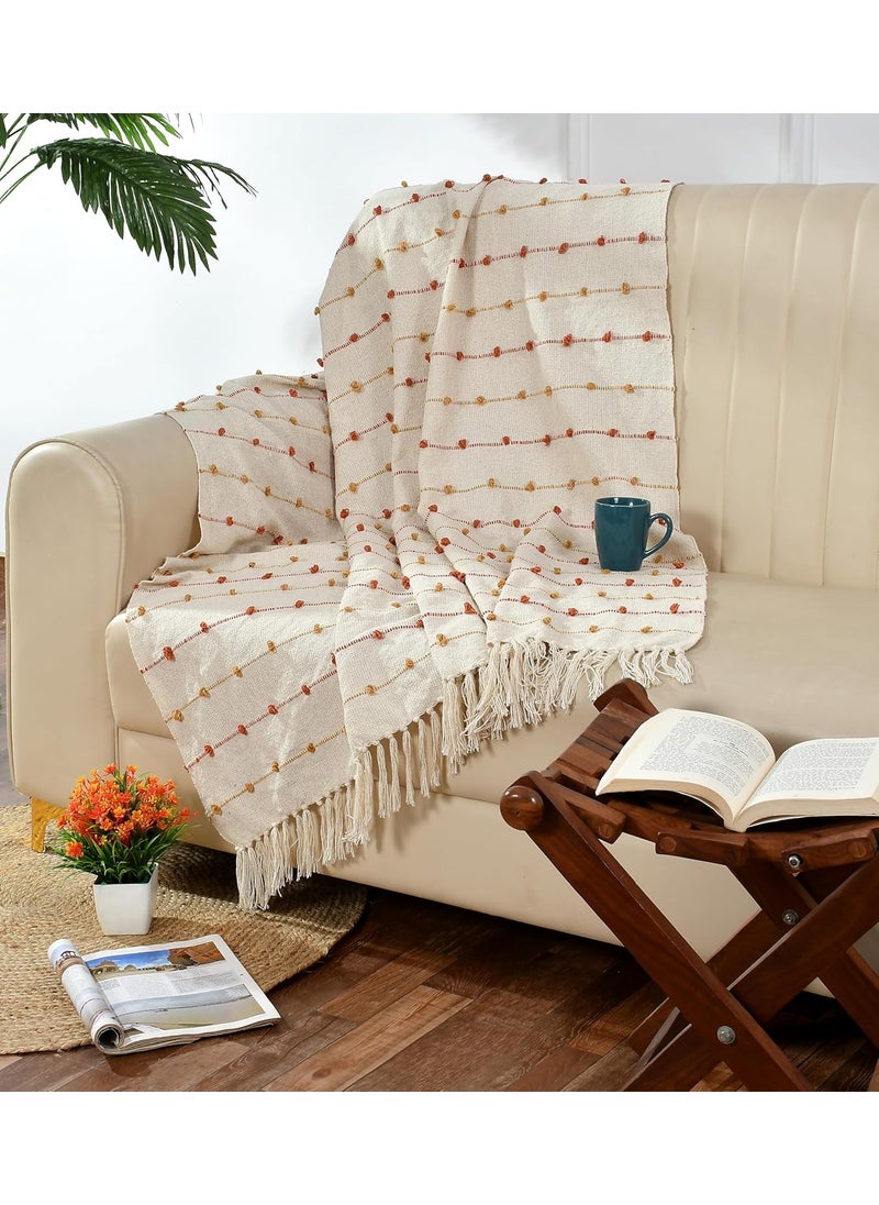 HomewayTex 100 Cotton Handwoven Stripe Loop Throw Sofa Throw Bed Throw and Blanket etc Size130x180 CMS