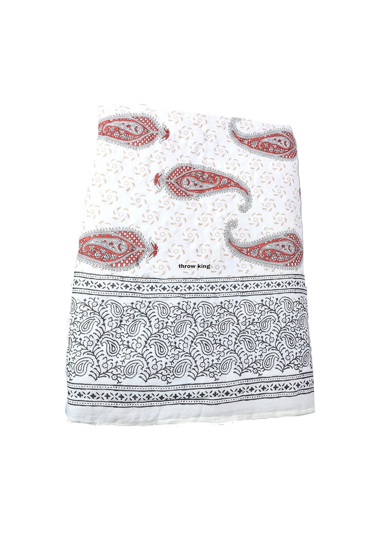 THROW KING Taraditional Hand Made Pure Cotton Floral Desing Single Bed Jaipuri razaiQuiltBlanketThrow Pack of 1