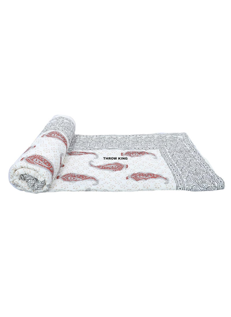 THROW KING Taraditional Hand Made Pure Cotton Floral Desing Single Bed Jaipuri razaiQuiltBlanketThrow Pack of 1