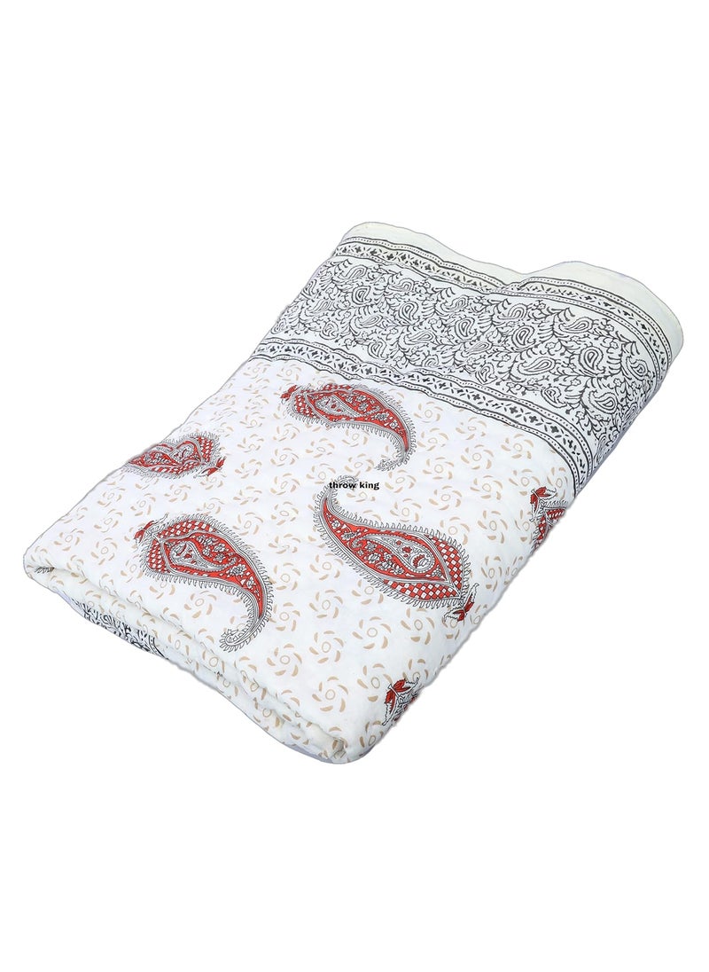 THROW KING Taraditional Hand Made Pure Cotton Floral Desing Single Bed Jaipuri razaiQuiltBlanketThrow Pack of 1