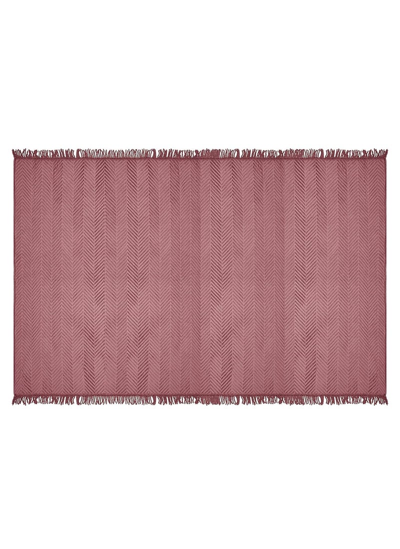 SARAL HOME EASY LIVING Velvet Chevron Sofa Throw140X125 CmPeach