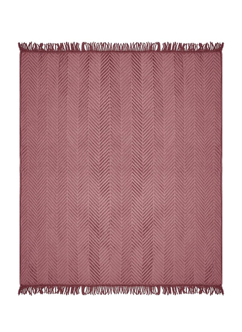 SARAL HOME EASY LIVING Velvet Chevron Sofa Throw140X125 CmPeach