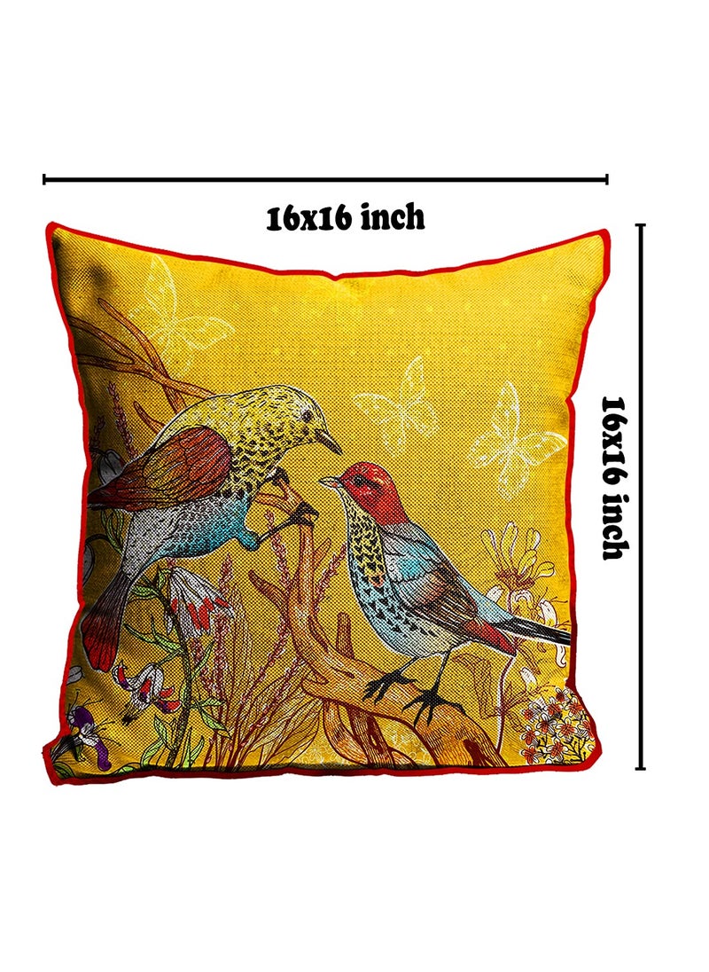 DREAMVIO Jute Exclusive Decorative ThrowPillow Covers Cushion Covers for Living Room Bed Room SofaChairs PackSet of 5 Multicolour Size 16 x 16 Inches