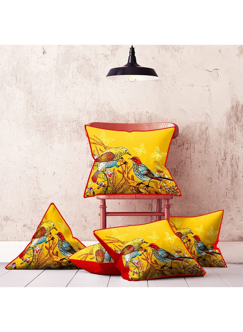 DREAMVIO Jute Exclusive Decorative ThrowPillow Covers Cushion Covers for Living Room Bed Room SofaChairs PackSet of 5 Multicolour Size 16 x 16 Inches