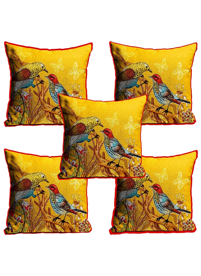 DREAMVIO Jute Exclusive Decorative ThrowPillow Covers Cushion Covers for Living Room Bed Room SofaChairs PackSet of 5 Multicolour Size 16 x 16 Inches