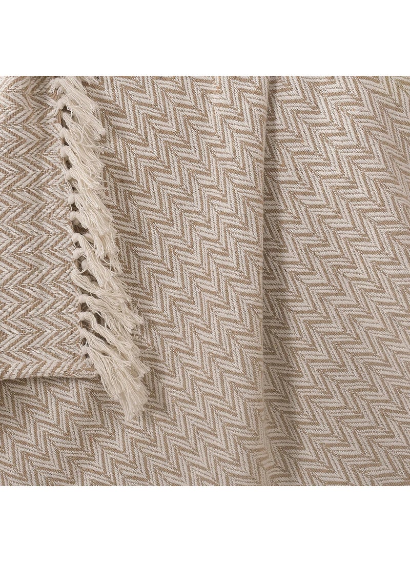 SASHAA WORLD Herringbone Patterned Cotton Woven Throw Ideal for Your Home Sofa Bed and Chair 180X200 Cm