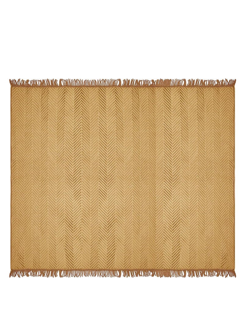 SARAL HOME EASY LIVING Velvet Chevron Sofa Throw140X160 CmGold