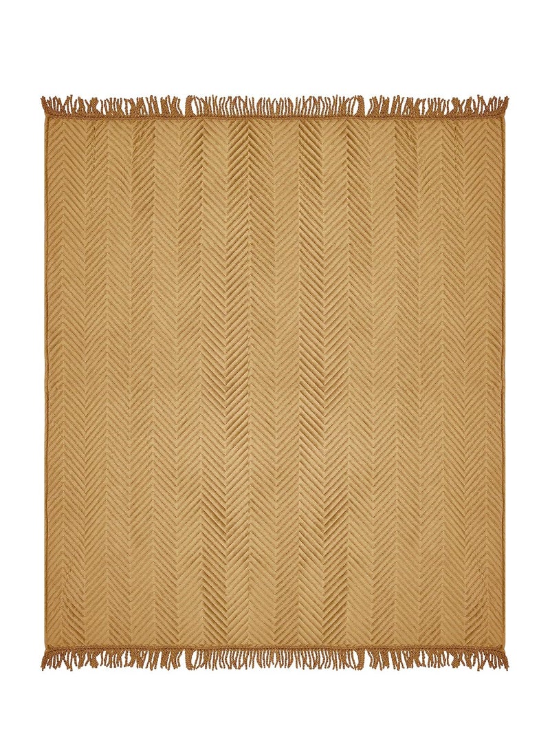 SARAL HOME EASY LIVING Velvet Chevron Sofa Throw140X160 CmGold
