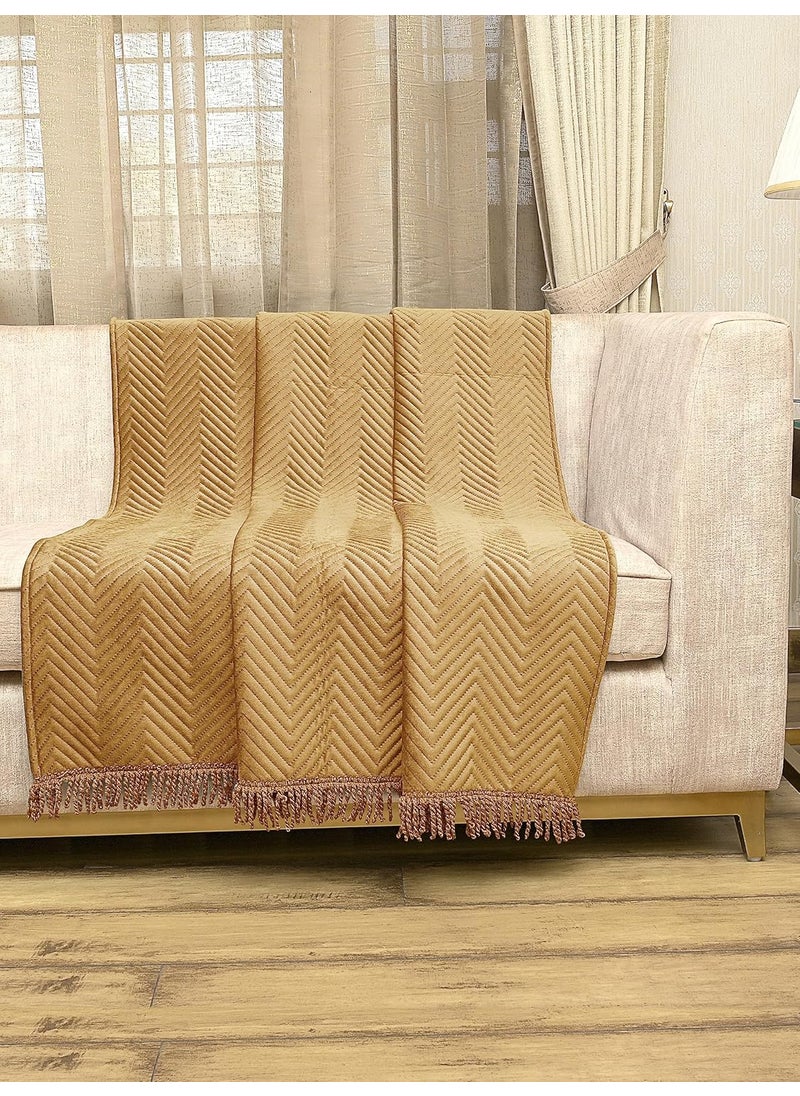 SARAL HOME EASY LIVING Velvet Chevron Sofa Throw140X160 CmGold