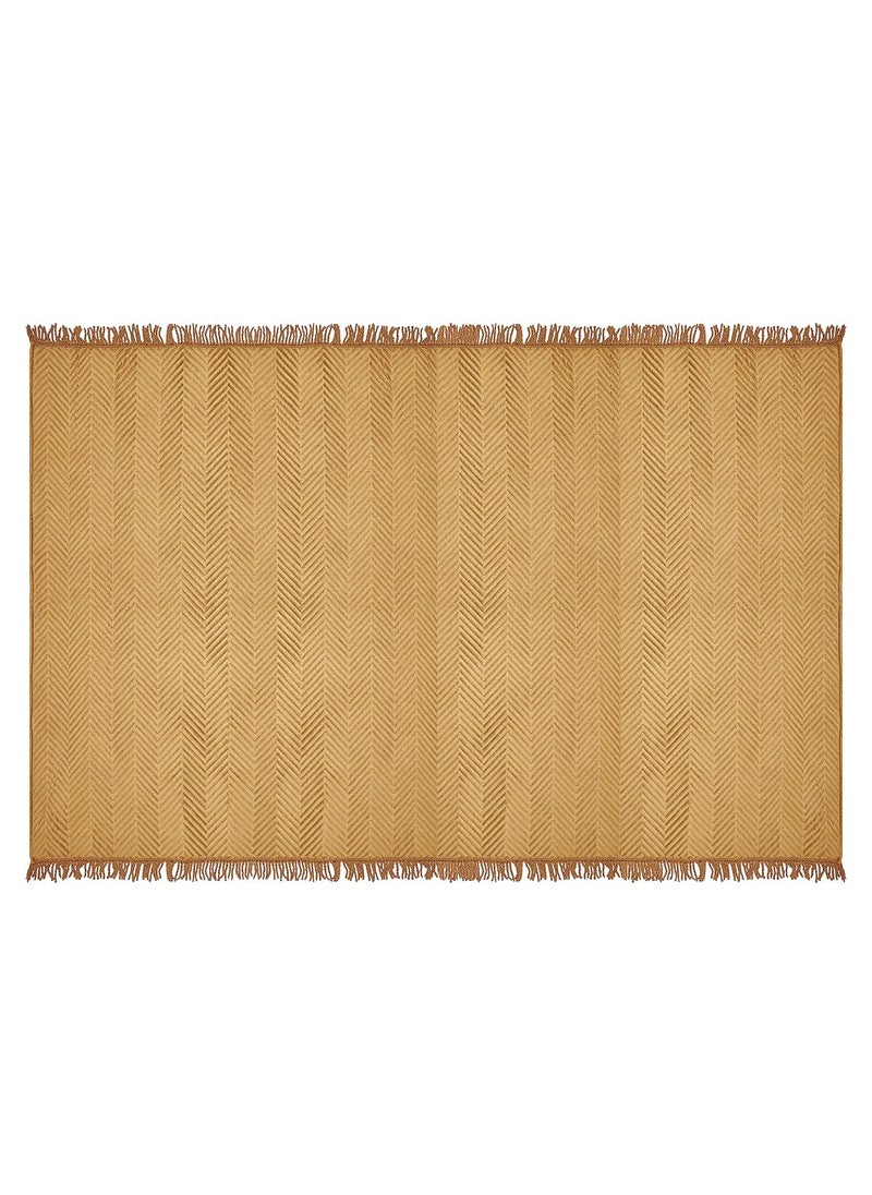 SARAL HOME EASY LIVING Velvet Chevron Sofa Throw140X160 CmGold
