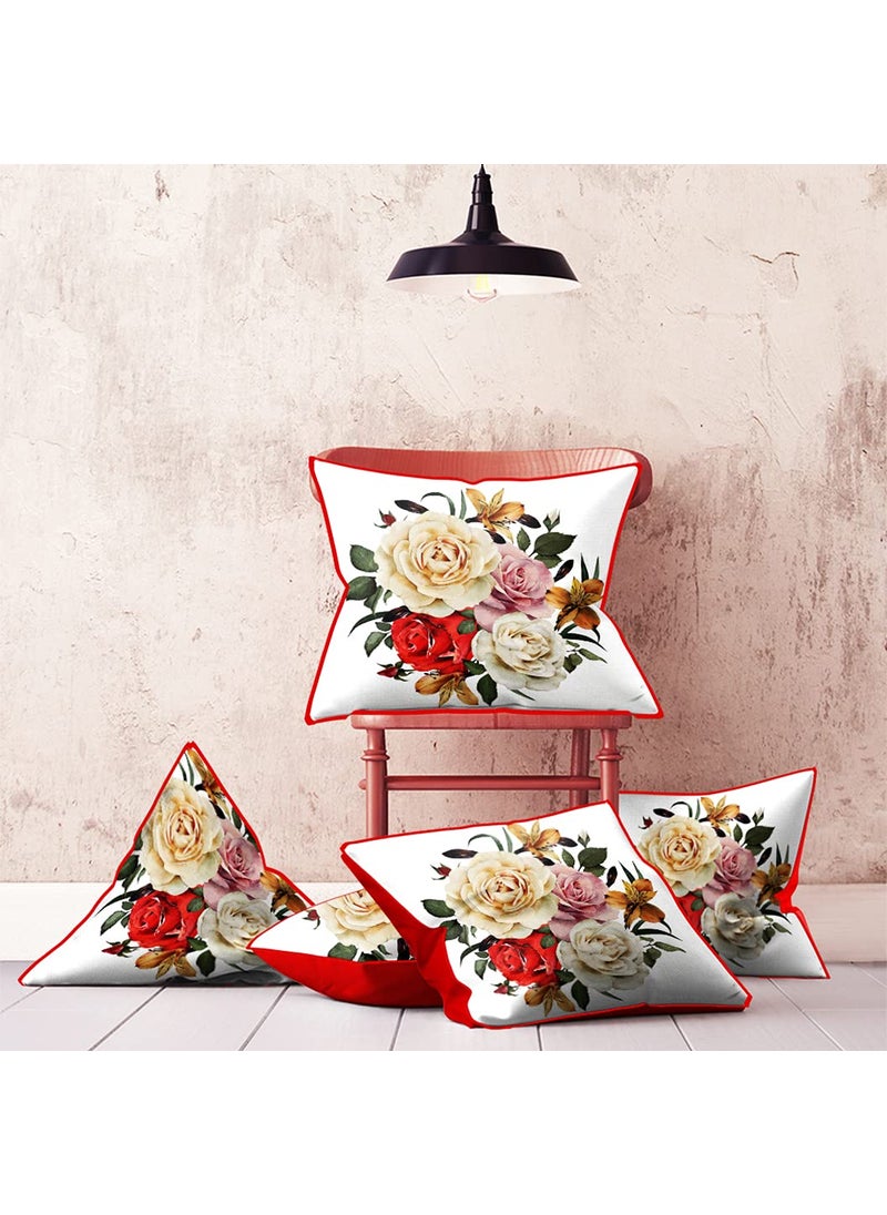 DREAMVIO Jute Exclusive Decorative ThrowPillow Covers Cushion Covers for Living Room Bed Room SofaChairs PackSet of 5 Multicolour Size 16 x 16 Inches