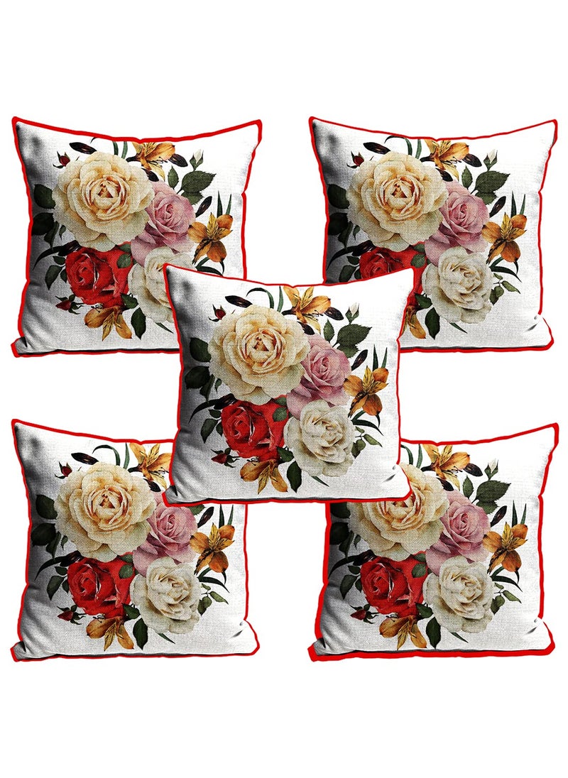 DREAMVIO Jute Exclusive Decorative ThrowPillow Covers Cushion Covers for Living Room Bed Room SofaChairs PackSet of 5 Multicolour Size 16 x 16 Inches