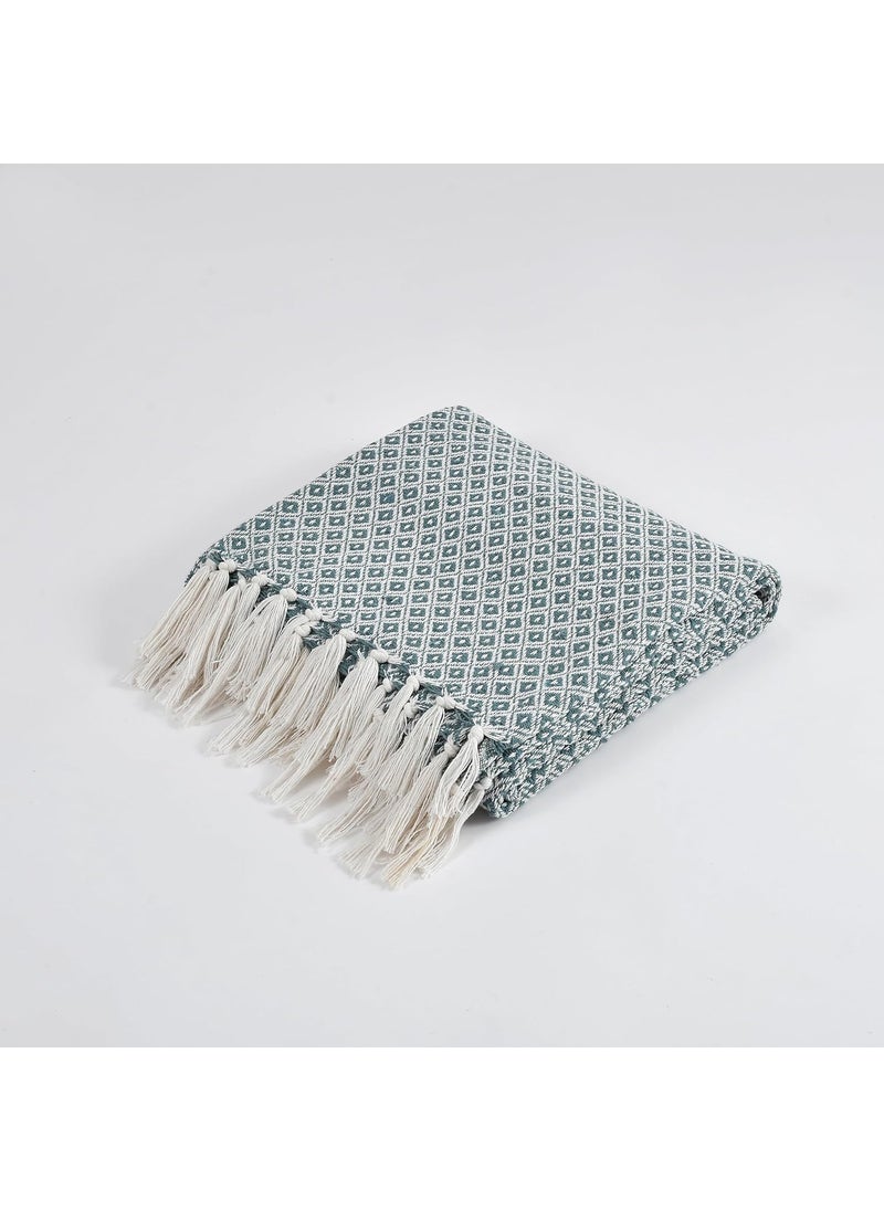 HomewayTex 100 Cotton Diamond Woven Throw Sofa Throw Bed Throw and Blanket etc Size130X180 CMS OR 52X70 INCH Mint Green
