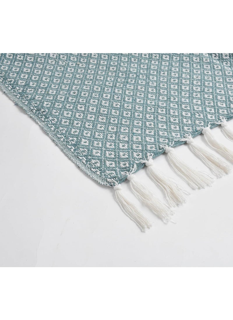 HomewayTex 100 Cotton Diamond Woven Throw Sofa Throw Bed Throw and Blanket etc Size130X180 CMS OR 52X70 INCH Mint Green