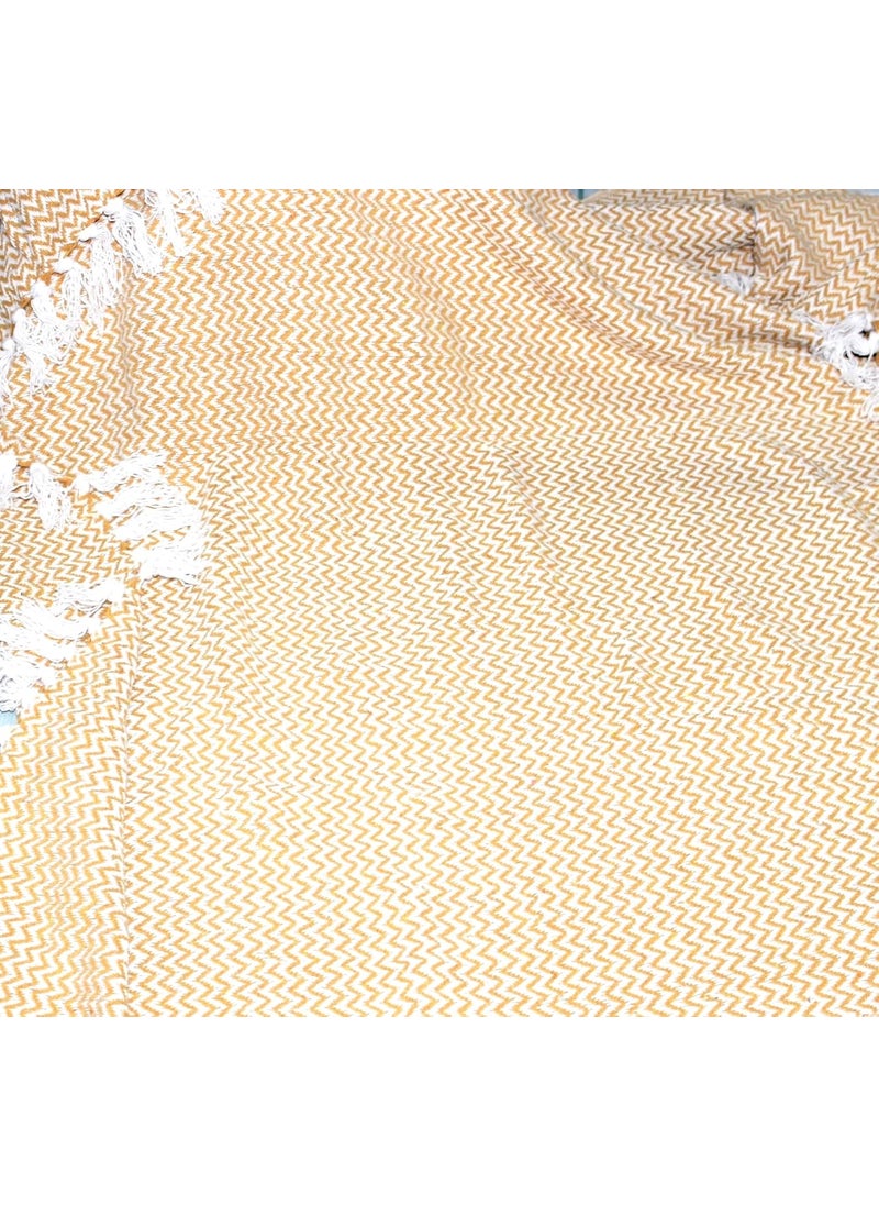 The Furnishers Chevron 78x60 Inch Reversible Cotton Throw Blanket with Tassels Blanket for Living Room Sofa Bed Chair Picnic Used for Gift Yellow Narrow Chevron Size 200x150 Cm