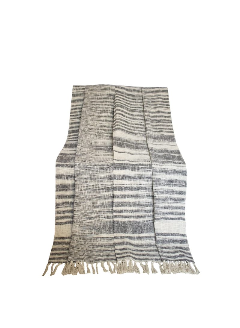Hugs N Rugs Cotton Stripe Pattern Throw MultiPurpose Reversible 50 x 60 inches SofaBed Couch Cover AC Blanket with Tassels for Bedroom
