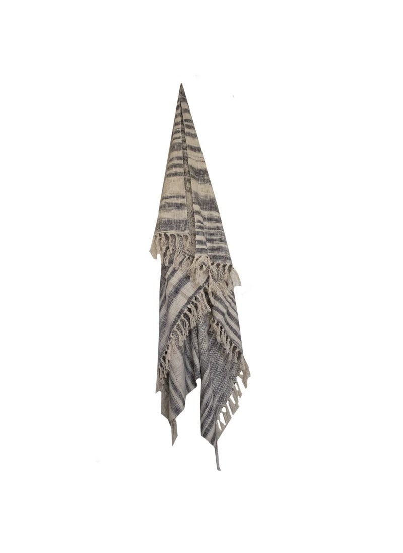 Hugs N Rugs Cotton Stripe Pattern Throw MultiPurpose Reversible 50 x 60 inches SofaBed Couch Cover AC Blanket with Tassels for Bedroom