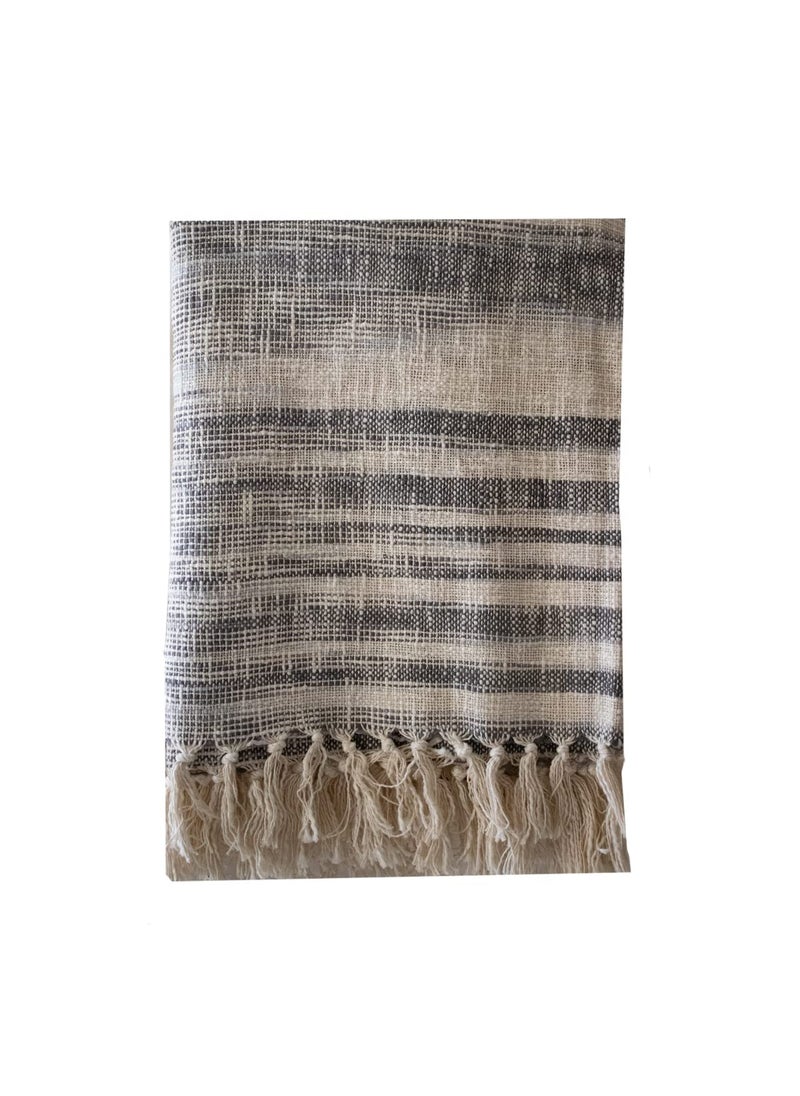 Hugs N Rugs Cotton Stripe Pattern Throw MultiPurpose Reversible 50 x 60 inches SofaBed Couch Cover AC Blanket with Tassels for Bedroom