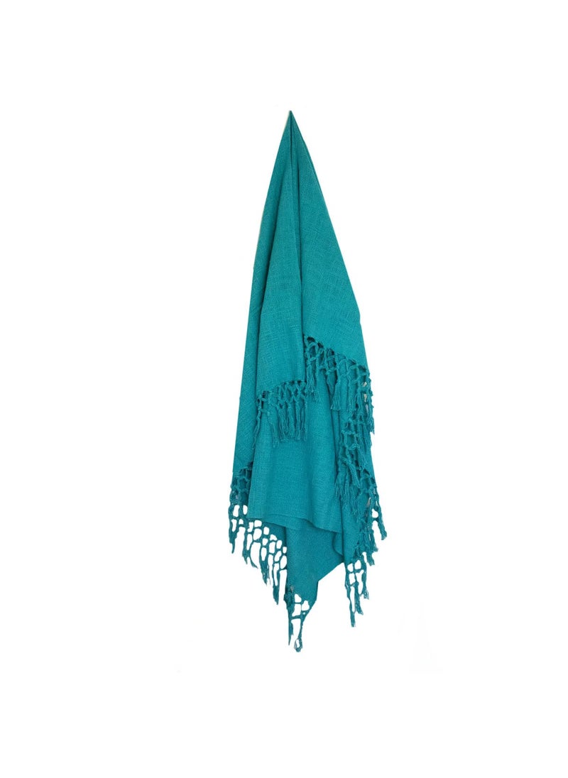Hugs N Rugs Beautiful Beach Throw with Large Fringes Solid Color Throw Blanket Throw Size 50 X 60