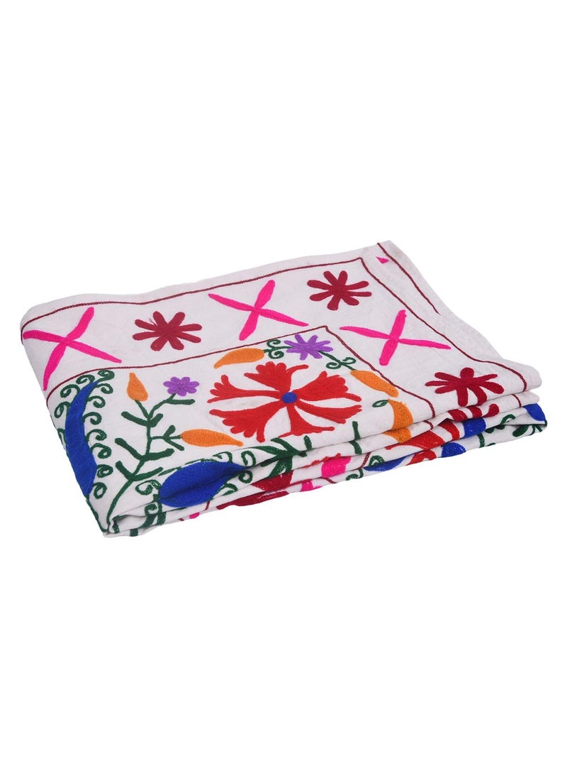 Sanvi K Handicrafts Cotton Duck Throw Multi Colour 150X200 CM SKHA90