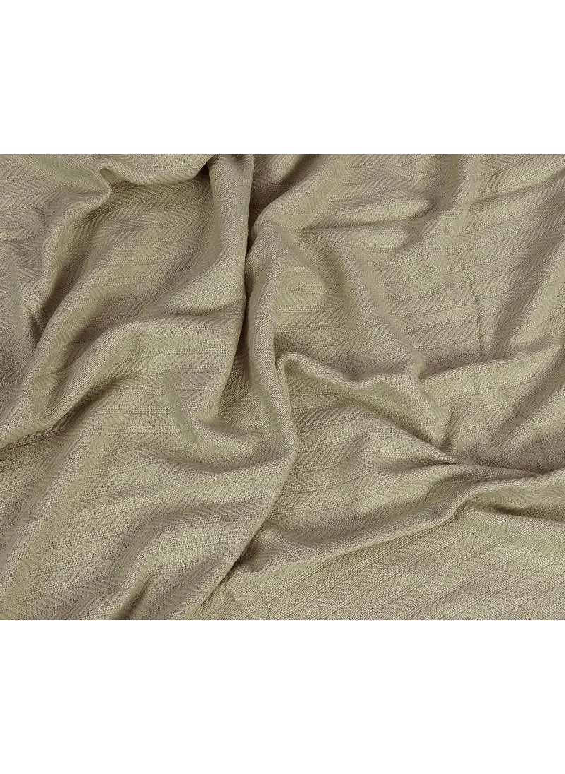 KOSTORICA Hand Made Knitted Pure Cotton Woven Herringbone Stripe Geometry Sofa Fringes Throw Blanket for Bedroom Couch Living Room Sage Green 50x60 Inches Pack of 1 Pc