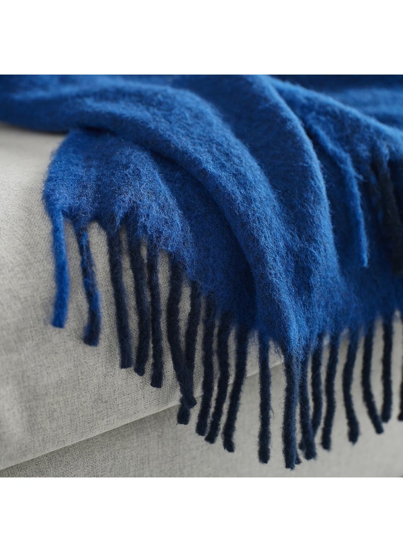 JENIFO NewKLIPPOXEL Throw 130x170 cm 51x67 Blue Stylish Cotton Throw Blanket Cozy and Comfortable Home Accent