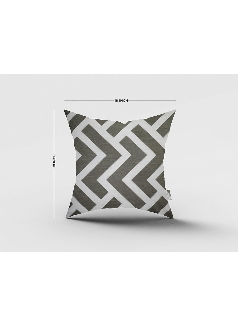 AA Fabrics Cotton Fabric Abstract Printed Decorative ThrowPillow Covers Cushion Covers for Living Room PackSet of 4 Grey Zigzag