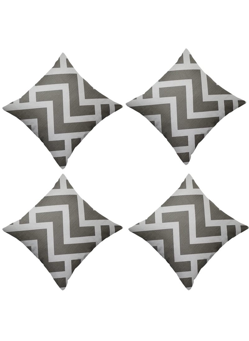 AA Fabrics Cotton Fabric Abstract Printed Decorative ThrowPillow Covers Cushion Covers for Living Room PackSet of 4 Grey Zigzag