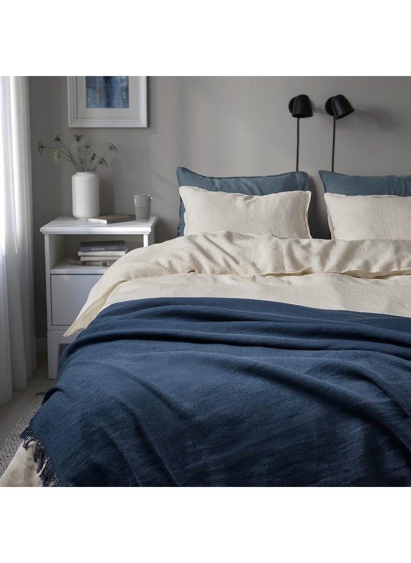 JENIFO DYTG Throw 130x170 cm 51x67 Blue Soft Cotton Throw Blanket Cozy and Stylish Accent for Your Sofa or Bed