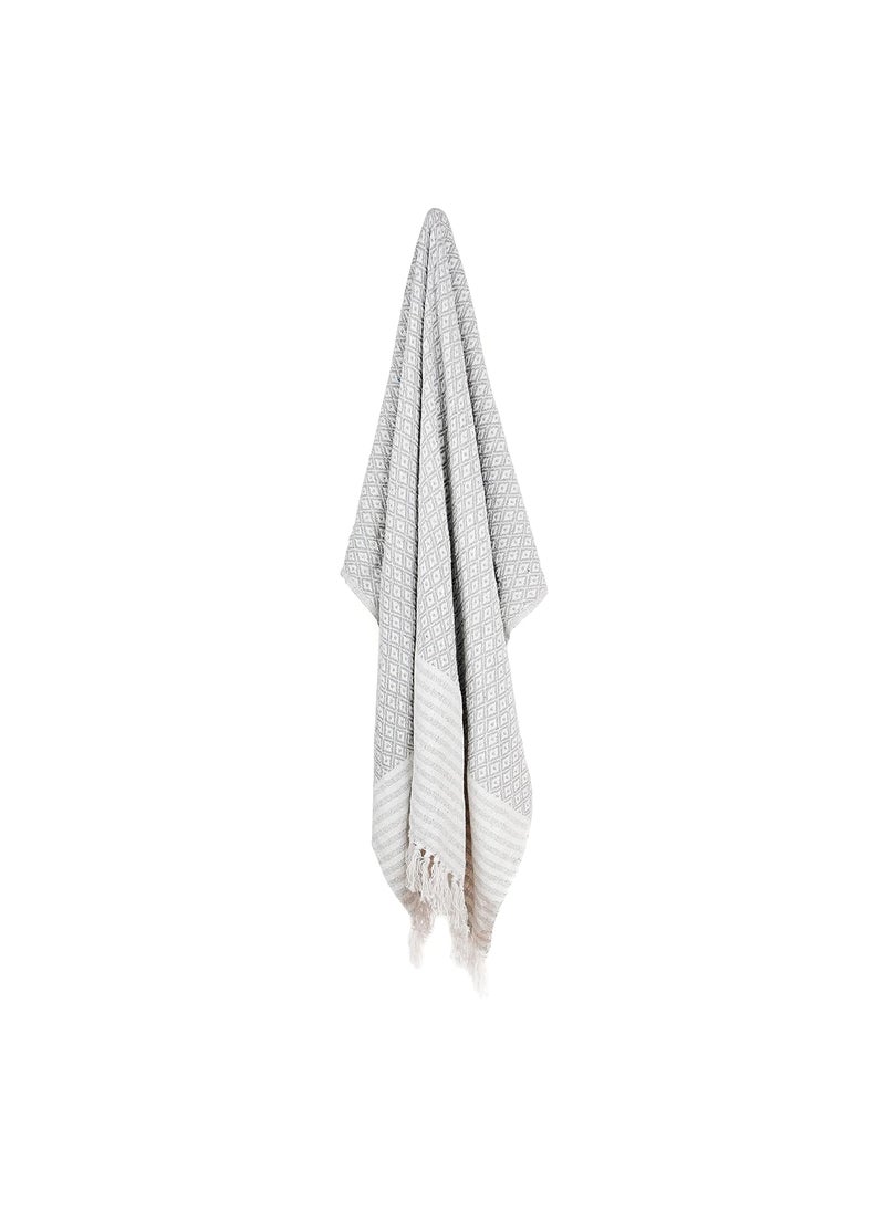 Throw Blanket for Couch Pure Cotton Diamond Pattern Throws Soft and Warm Cozy Blankets for Sofa Gray 50x60 Inches