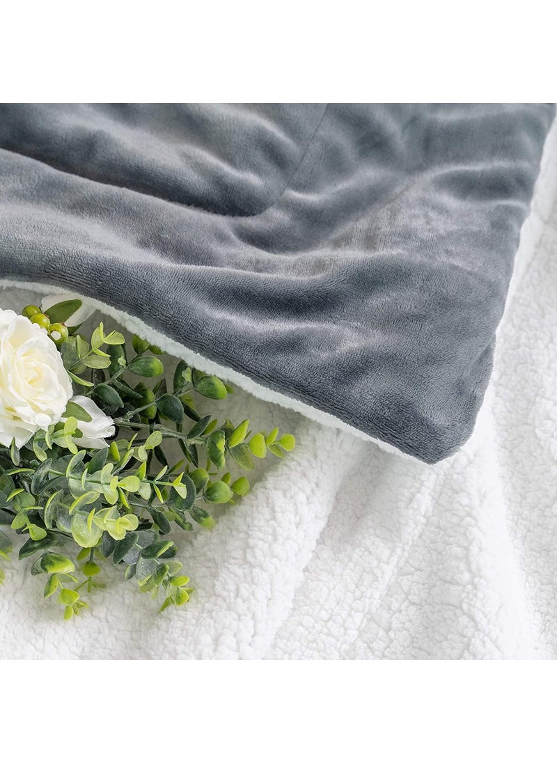 VAS Collections All Season Flannel Sherpa Throw Blanket Throw 150 X 110 cm Grey Reversible