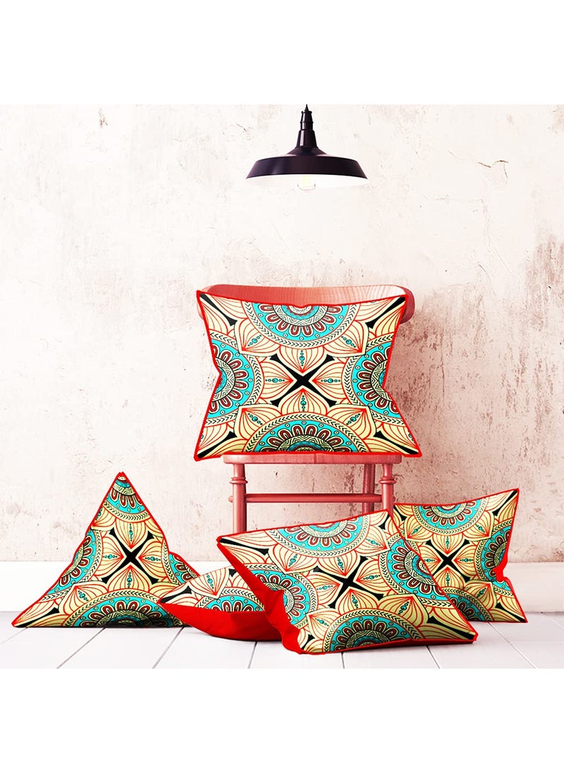 DREAMVIO Jute Exclusive Decorative ThrowPillow Covers Cushion Covers for Living Room Bed Room SofaChairs PackSet of 5 Multicolour Size 16 x 16 Inches