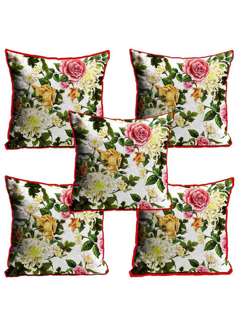 DREAMVIO Jute Exclusive Decorative ThrowPillow Covers Cushion Covers for Living Room Bed Room SofaChairs PackSet of 5 Multicolour Size 16 x 16 Inches