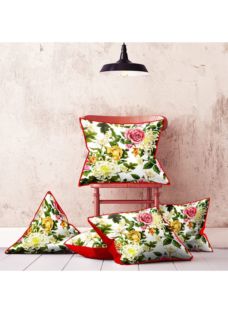 DREAMVIO Jute Exclusive Decorative ThrowPillow Covers Cushion Covers for Living Room Bed Room SofaChairs PackSet of 5 Multicolour Size 16 x 16 Inches