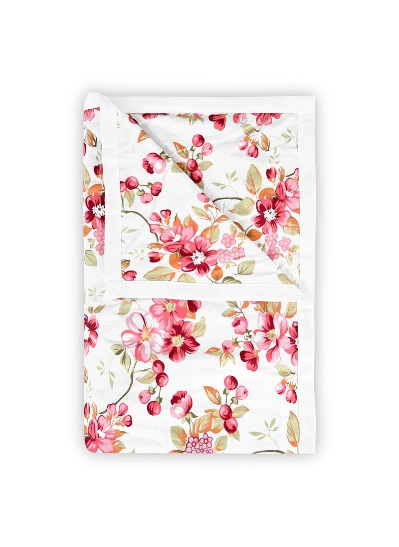 Divine Casa Floret 100 Cotton Single Dohar 120 GSM Soft Lightweight Throw Blanket Cozy Breathable Bedding AllSeason Comfort 210 x 140 CM Rosy Retreat