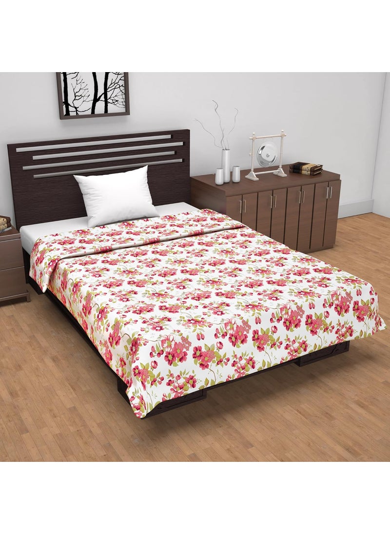 Divine Casa Floret 100 Cotton Single Dohar 120 GSM Soft Lightweight Throw Blanket Cozy Breathable Bedding AllSeason Comfort 210 x 140 CM Rosy Retreat