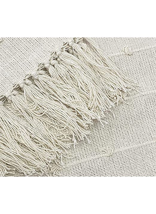 SAJAVAT HOME HandKnitted Pure Cotton Sofa Throw Decorative Throw for Living Room Bedroom Sofa Chair 52X82 Inch 132X208 Cms Beige Natural Pack of 3