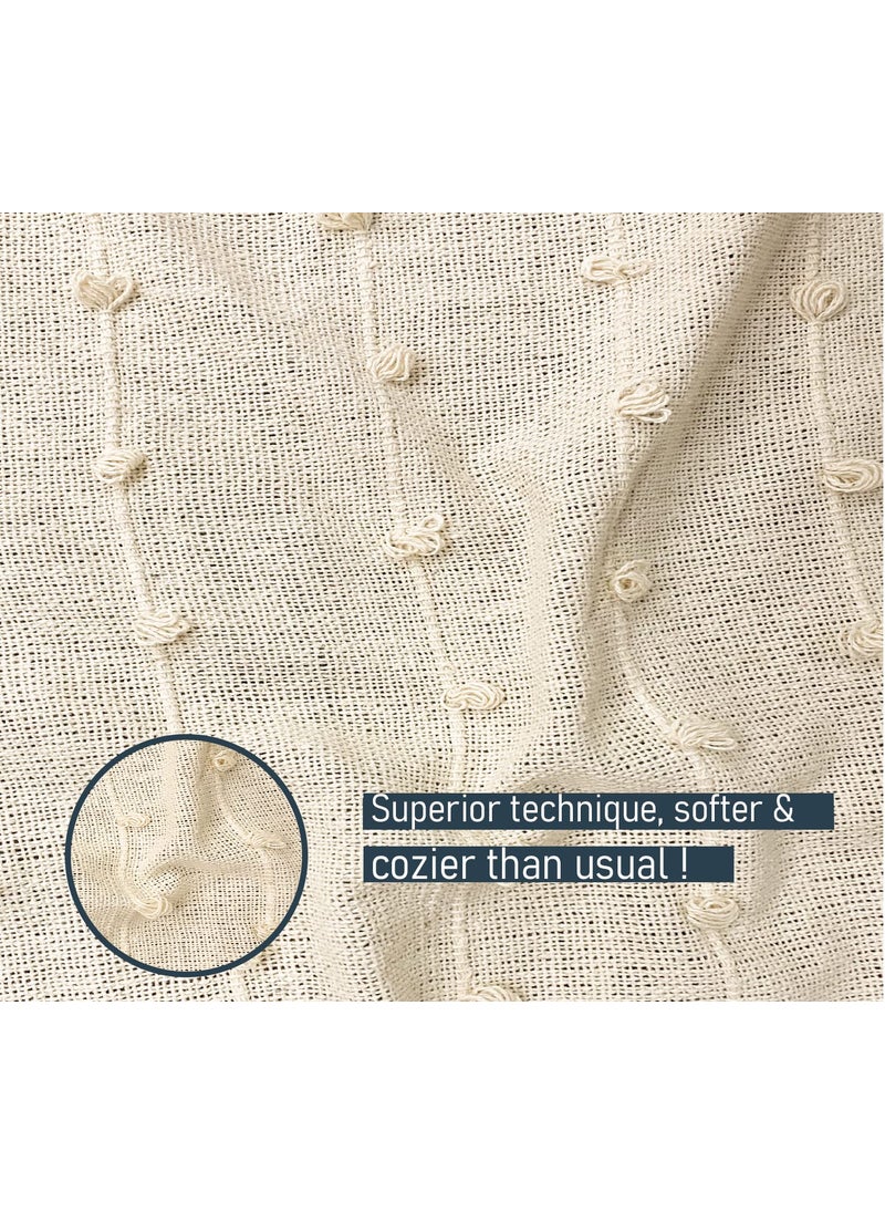 SAJAVAT HOME HandKnitted Pure Cotton Sofa Throw Decorative Throw for Living Room Bedroom Sofa Chair 52X82 Inch 132X208 Cms Beige Natural Pack of 3