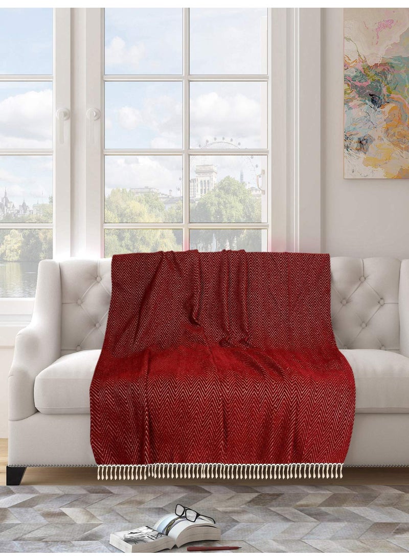 Saral Home Maroon Chenille Sofa Throw 140X160 Cms