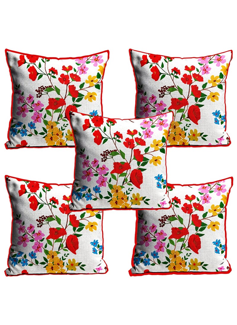 DREAMVIO Jute Exclusive Decorative ThrowPillow Covers Cushion Covers for Living Room Bed Room SofaChairs PackSet of 5 Multicolour Size 12 x 12 Inches