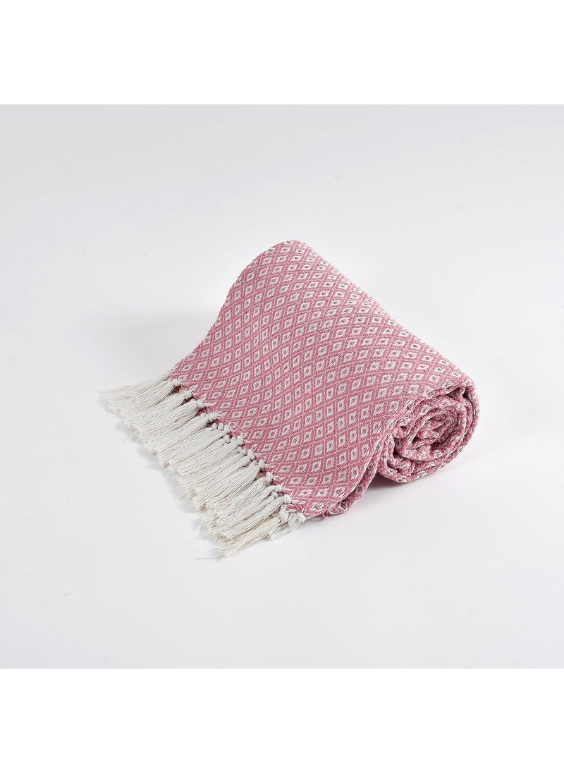 HomewayTex 100 Cotton Diamond Woven Throw Sofa Throw Bed Throw and Blanket etc Size130X180 CMS OR 52X70 INCH