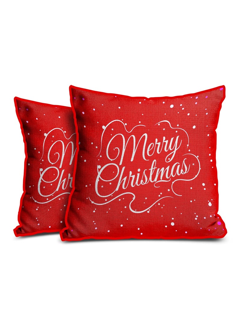 DREAMVIO Polyester Merry Christmas ThrowPillow Covers Cushion Covers for Living Room Set of 2 24 X 24 Inch Multicolor Dv224Mccjutecc0007