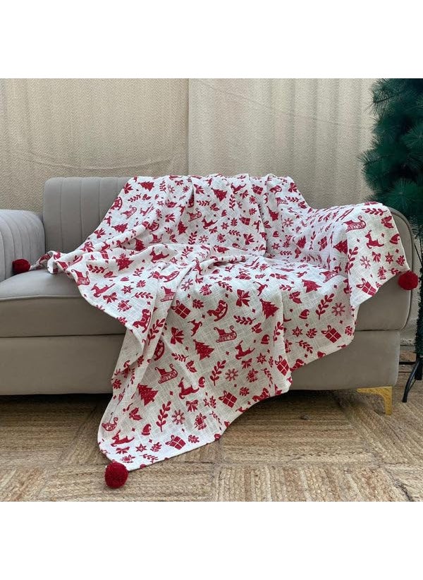 Export House Christmas Cotton Throw Blanket for Sofa Living Room Bedroom 127 x 152 cm Knitted Color 5