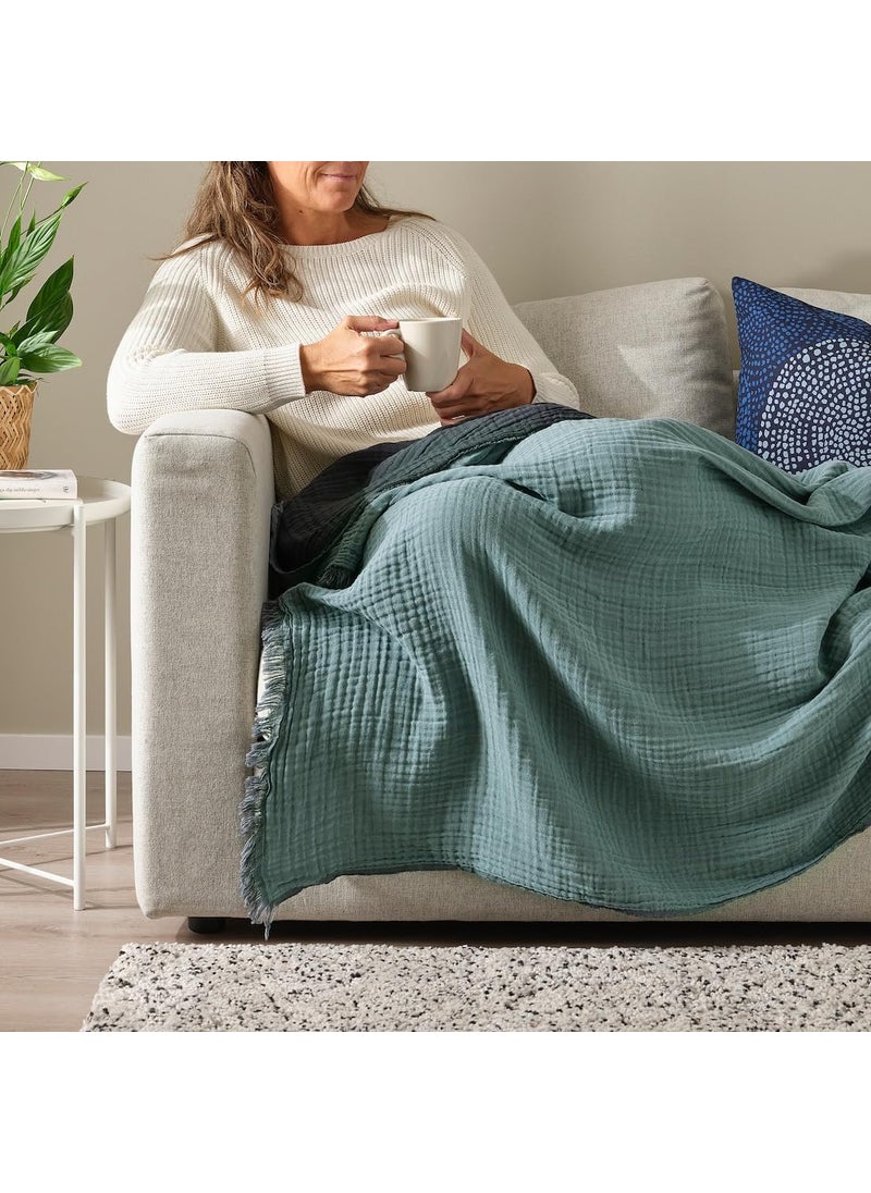 JENIFO VALLKRASSING Throw 150x200 cm 59x79 Grey Extra Large Soft Cotton Blanket Cozy Throw for Sofa or Bed