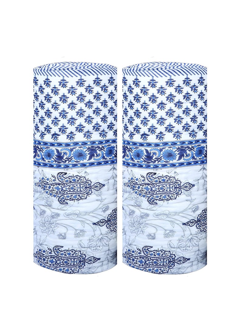 THROW KING Rajasthani Jaipuri Pure Orgenic Cotton Jaipuri Hand Looks Printed Skin Friendly Breathable Soft Cozy Jaipuri RazaiRajaiQuiltBlanketDoharSingle BedSet of 2 Black Buta Single